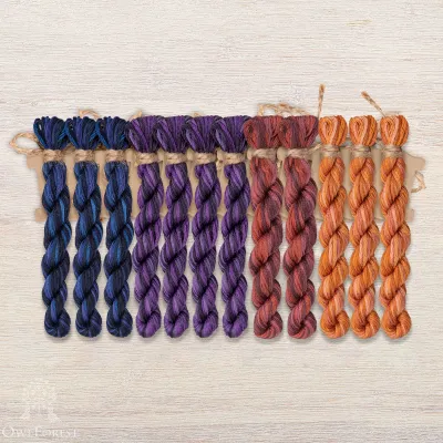 Set of OwlForest Hand-Dyed Threads for the “Heraldic Decorative Letter” Chart (DMC)