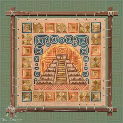 Printed embroidery chart “Mesoamerican Motifs. Pyramid” 5 colors