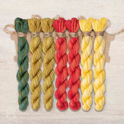 Set of OwlForest Hand-Dyed Threads for the “Firebird” Chart (DMC)