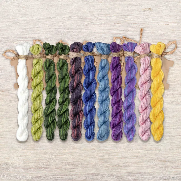 Set of OwlForest Hand-Dyed Threads for the “Flower Quaker Ball” Chart (Thread Trade n.a. Kirov)