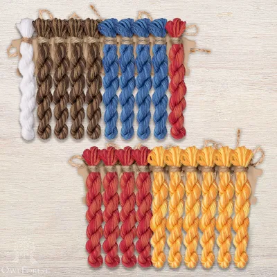 Set of OwlForest Hand-Dyed Threads for the “The Grand Owl Cup” Chart (DMC)