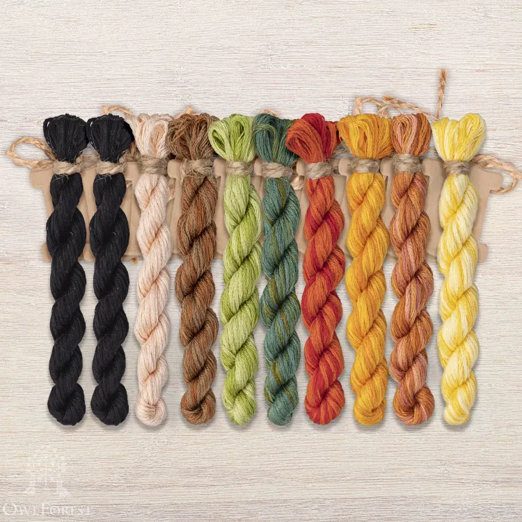 Set of OwlForest Hand-Dyed Threads for the “Pumpkin Night” Chart (DMC)