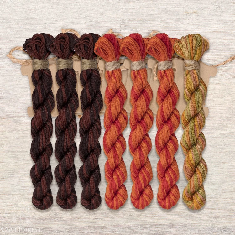 Set of OwlForest Hand-Dyed Threads for the “Queen of Flowers” (DMC) 