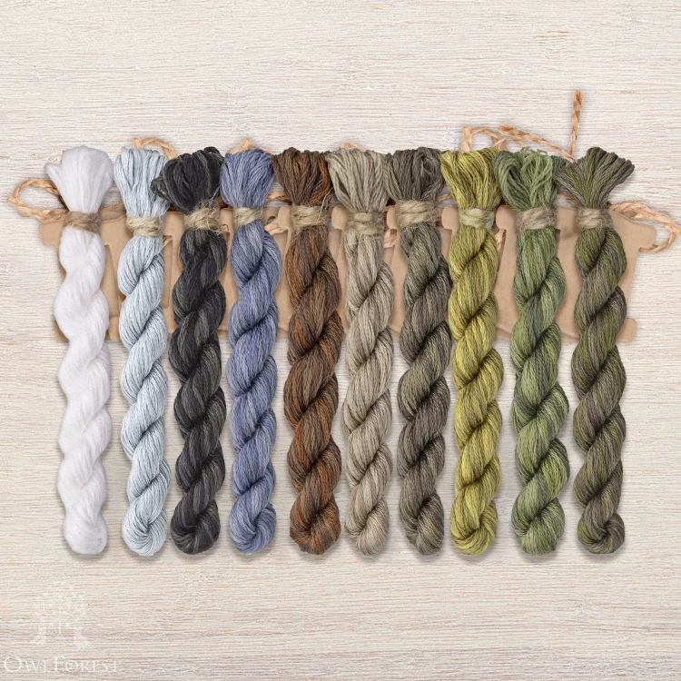 Set of OwlForest Hand-Dyed Threads for the “Snow leopard” Chart (DMC)