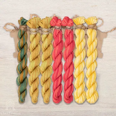 Set of OwlForest Hand-Dyed Threads for the “Firebird” Chart (Thread Trade n.a. Kirov)