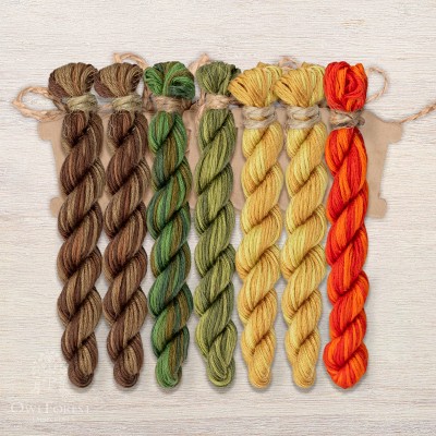 Set of OwlForest Hand-Dyed Threads for the “Red Castle Guardians” Chart (Thread Trade n.a. Kirov)