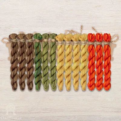 Set of OwlForest Hand-Dyed Threads for the “Red Castle Guardians” Chart (Thread Trade n.a. Kirov)