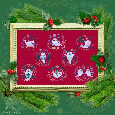 Digital embroidery chart “Christmas Baby Seals”