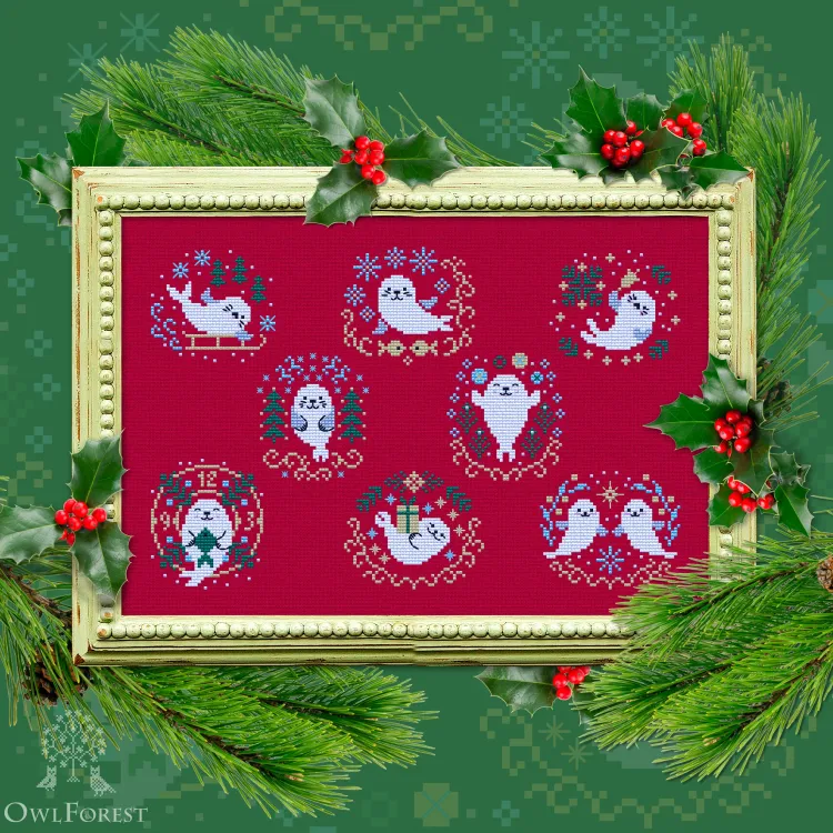 Digital embroidery chart “Christmas Baby Seals”