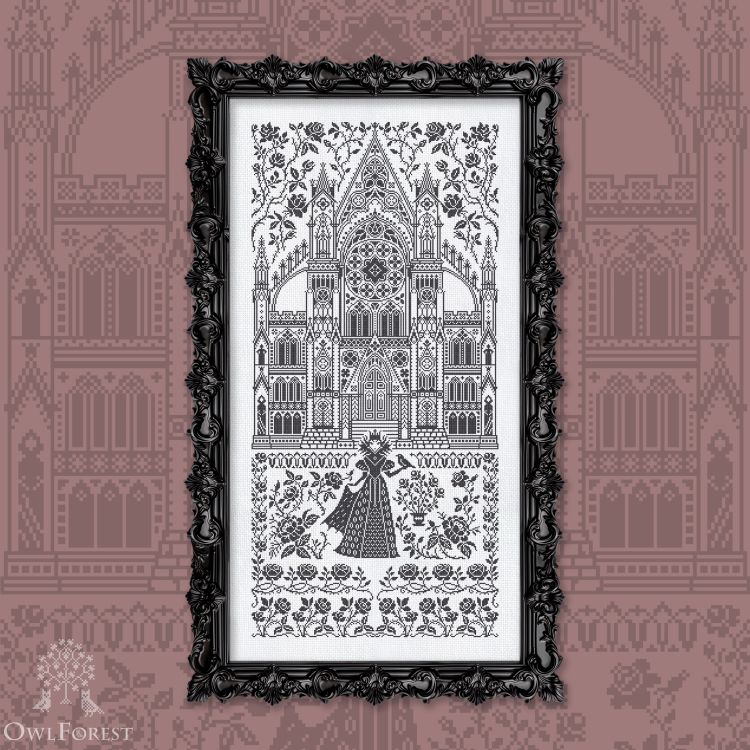Printed embroidery chart “Black Roses”