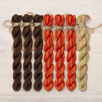 Set of OwlForest Hand-Dyed Threads for the “Queen of Flowers” (Thread Trade n.a. Kirov) 