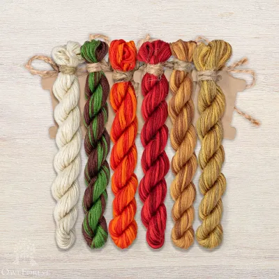 Set of OwlForest Hand-Dyed Threads for the “Fly Agarics” Chart (Thread Trade n.a. Kirov)