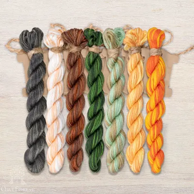 Set of OwlForest Hand-Dyed Threads for the “Pretty Pumpkins” Free Chart (Thread Trade n.a. Kirov)