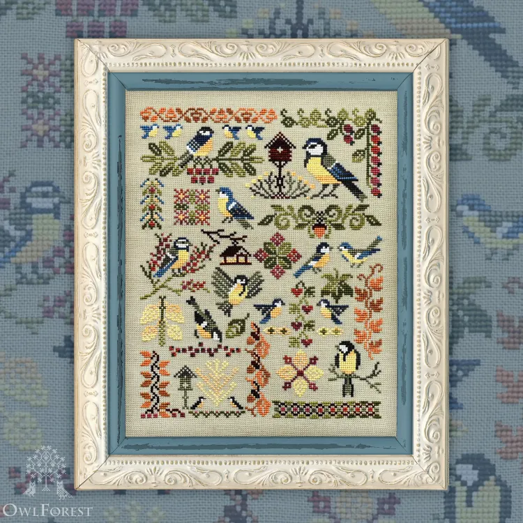 Digital embroidery chart “Titmice”