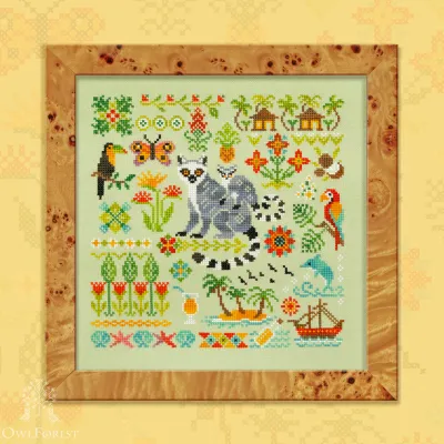 Digital embroidery chart “Lemuria. Lemur”