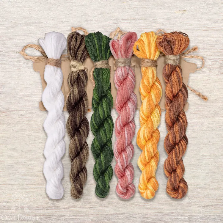 Set of OwlForest Hand-Dyed Threads for the “Bouquet for You!” Chart (DMC)