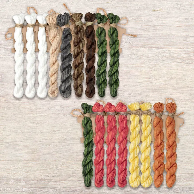 Set of OwlForest Hand-Dyed Threads for the “Festive City Lights” (Thread Trade n.a. Kirov)