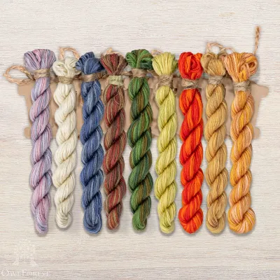 Set of OwlForest Hand-Dyed Threads for “The Little Wood Folk. Hedgehogs” Chart (Thread Trade n.a. Kirov)