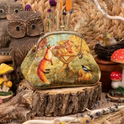 “Foxes” Cotton Kiss Clasp Pouch