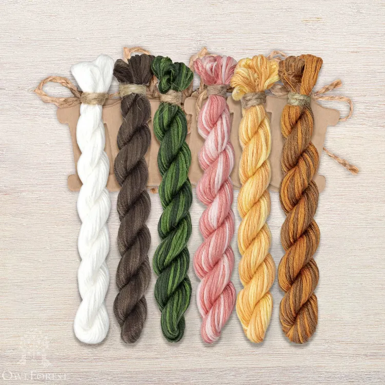 Set of OwlForest Hand-Dyed Threads for the “Bouquet for You!” Chart (Thread Trade n.a. Kirov)