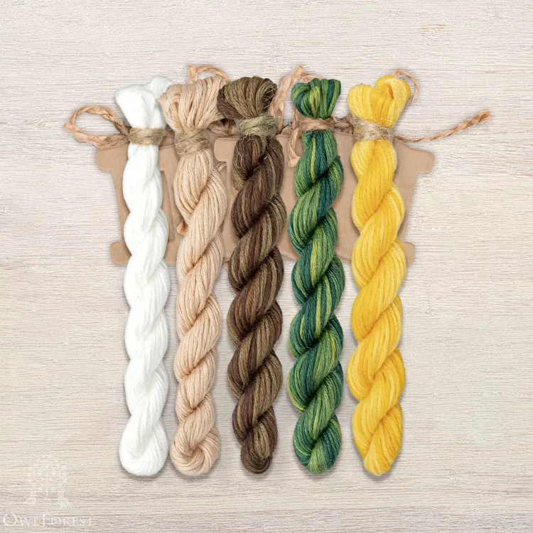 Set of OwlForest Hand-Dyed Threads for the “Tea Bow” Chart (Thread Trade n.a. Kirov)