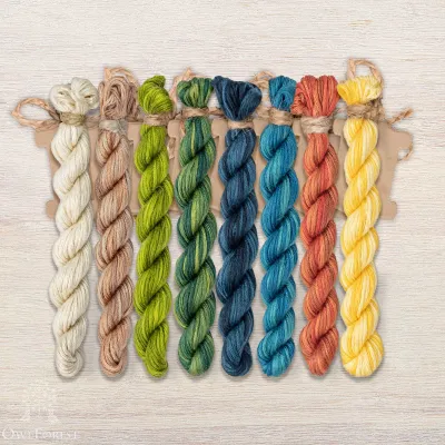 Set of OwlForest Hand-Dyed Threads for the “Kingfishers” Chart (Thread Trade n.a. Kirov)
