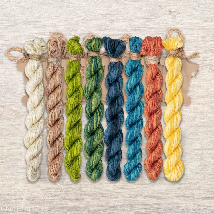 Set of OwlForest Hand-Dyed Threads for the “Kingfishers” Chart (Thread Trade n.a. Kirov)