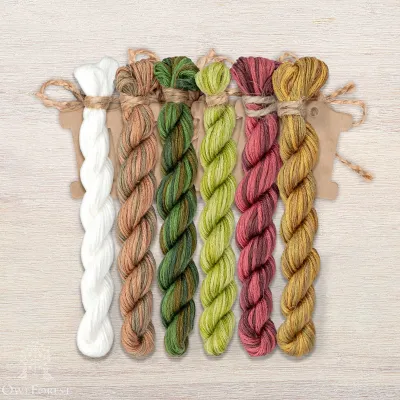 Set of OwlForest Hand-Dyed Threads for the “Snail Houses. Grape” Chart (Thread Trade n.a. Kirov)