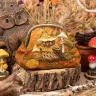 “Mushroom Capped Owl” Cotton Kiss Clasp Pouch