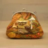 “Mushroom Capped Owl” Cotton Kiss Clasp Pouch