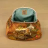 “Mushroom Capped Owl” Cotton Kiss Clasp Pouch