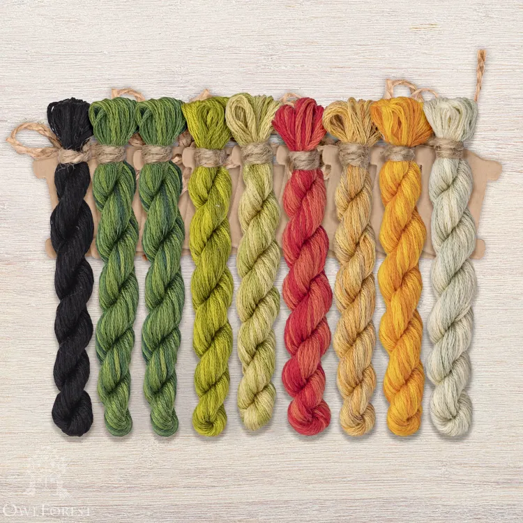 Set of OwlForest Hand-Dyed Threads for the “Singing Goldcrests” Chart (DMC)