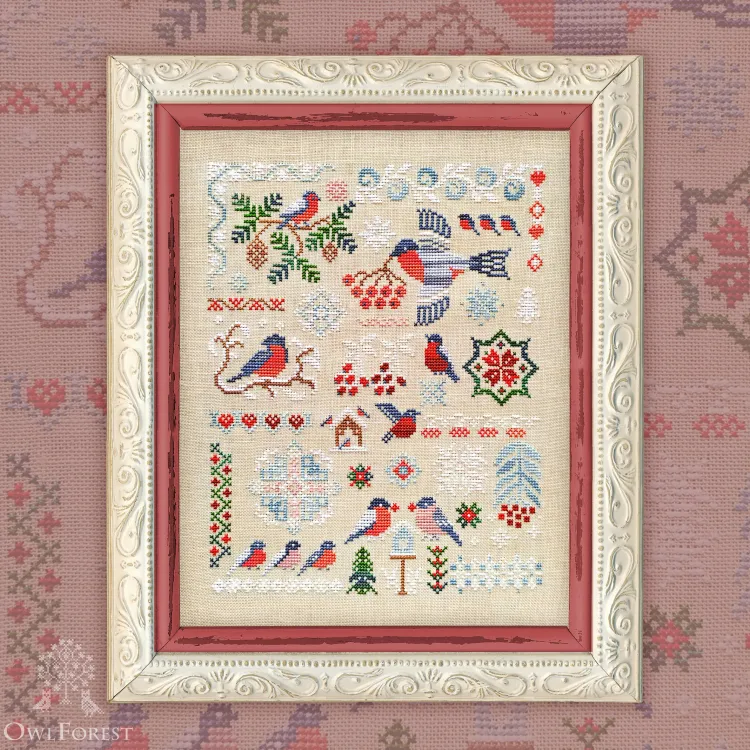 Digital embroidery chart “Bullfinches”
