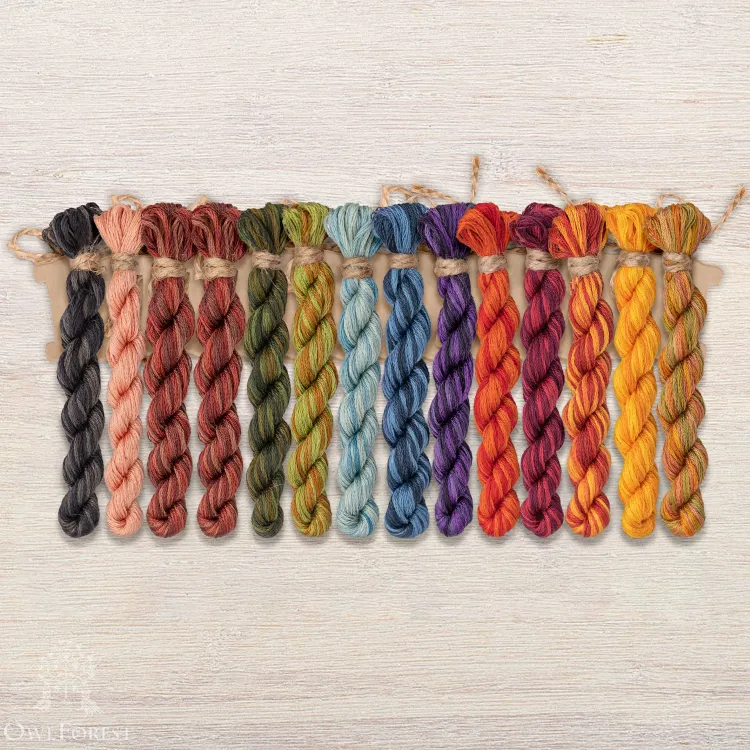 Set of OwlForest Hand-Dyed Threads for the “October Mood” Chart (DMC)