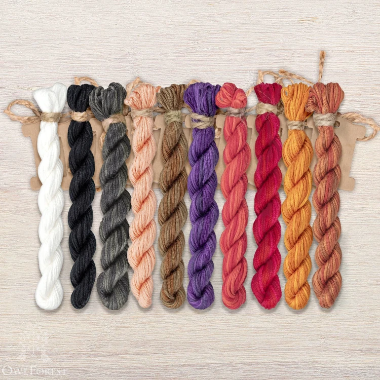 Set of OwlForest Hand-Dyed Threads for the “My Sweetie Pie” Chart (Thread Trade n.a. Kirov)
