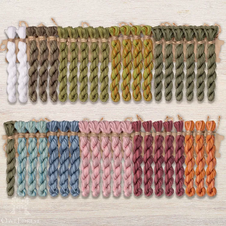 Set of OwlForest Hand-Dyed Threads for the “Everflowering Garden” Pattern (DMC)