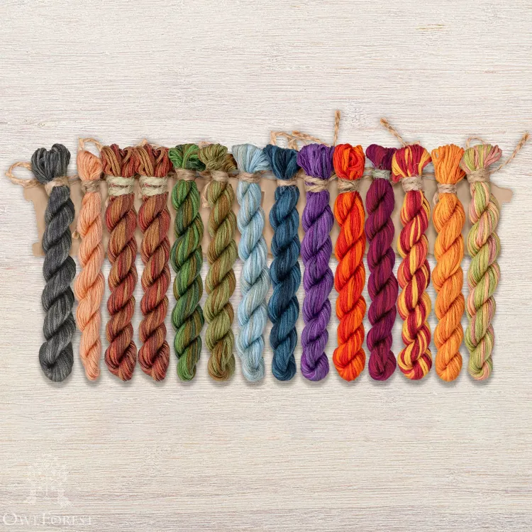 Set of OwlForest Hand-Dyed Threads for the “October Mood” Chart (Thread Trade n.a. Kirov)