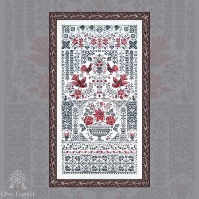 Digital embroidery chart “Red and Black Sampler”