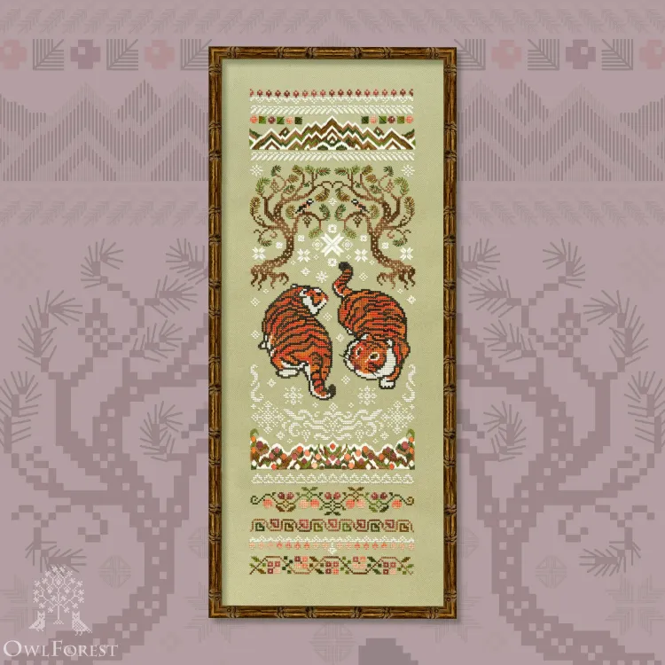 Digital embroidery chart “Berry Tigers”