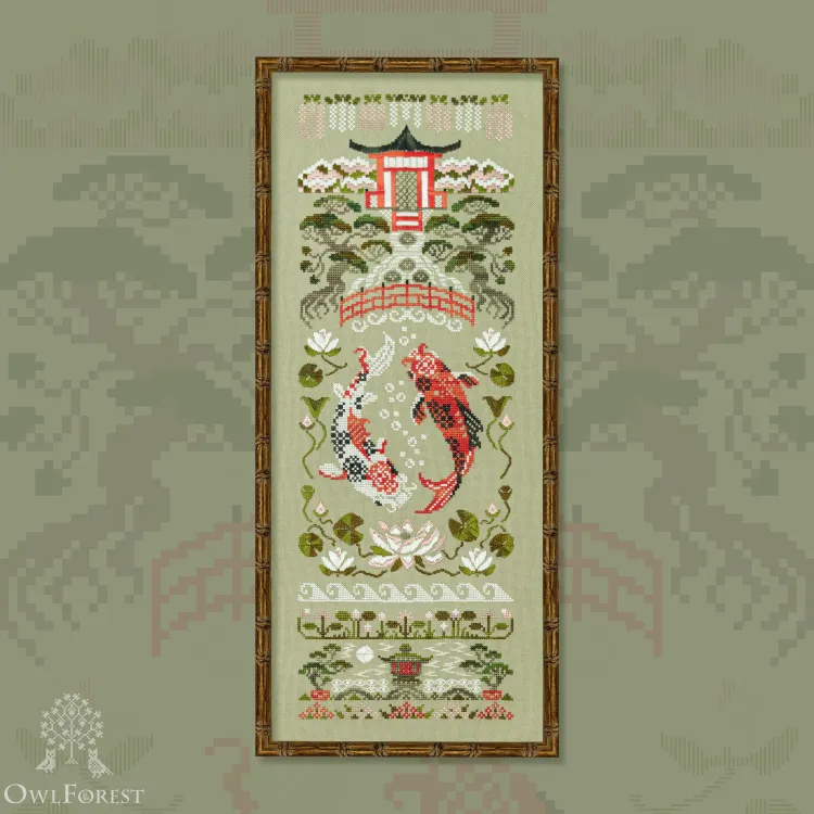 Printed embroidery chart “Garden Carps”