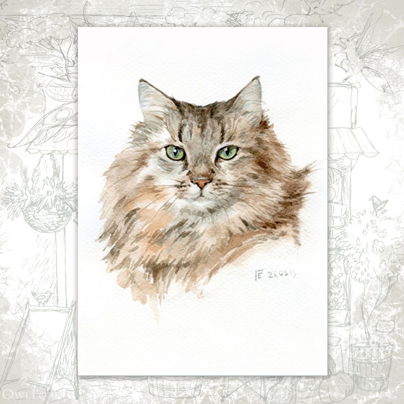 Murzik “Murzik Portrait” Postcard – Owlforest Embroidery