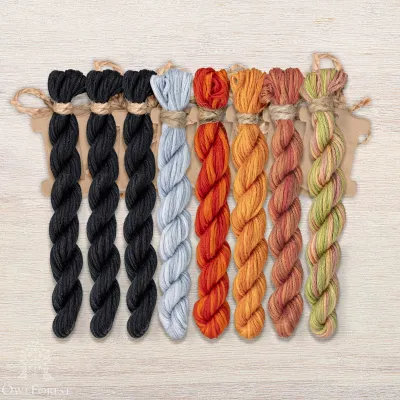 Set of OwlForest Hand-Dyed Threads for the “Moonlight Cat” Chart (Thread Trade n.a. Kirov)