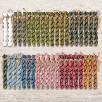 Set of OwlForest Hand-Dyed Threads for the “Everflowering Garden” Pattern (Thread Trade n.a. Kirov)