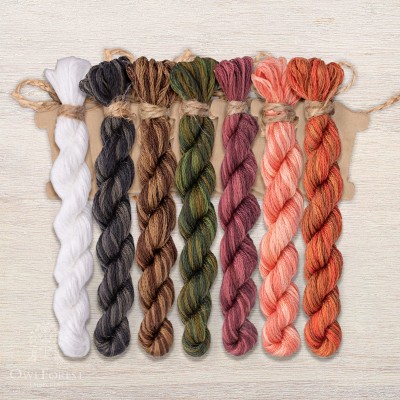 Set of OwlForest Hand-Dyed Threads for the “Berry Tigers” Chart (DMC)