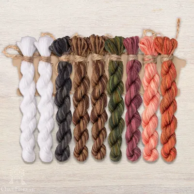 Set of OwlForest Hand-Dyed Threads for the “Berry Tigers” Chart (DMC)