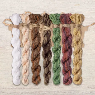 Set of OwlForest Hand-Dyed Threads for the “Coffee Bow” Chart (DMC)