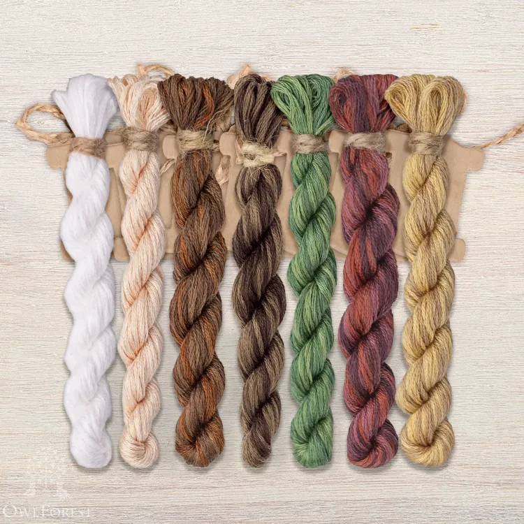 Set of OwlForest Hand-Dyed Threads for the “Coffee Bow” Chart (DMC)