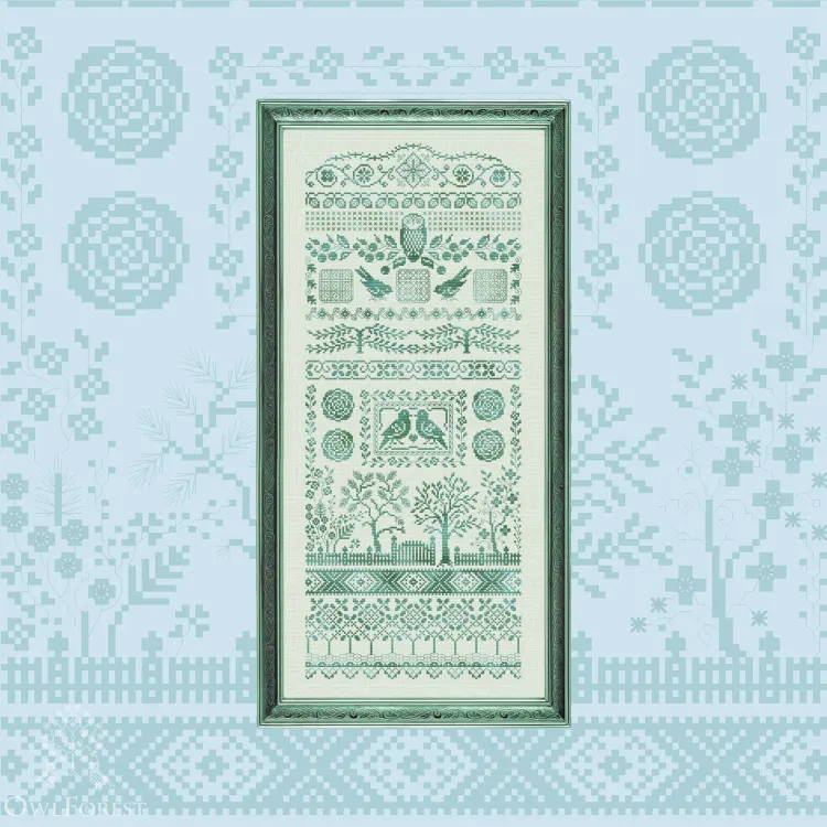 Digital embroidery chart “Birds in the Green Garden”