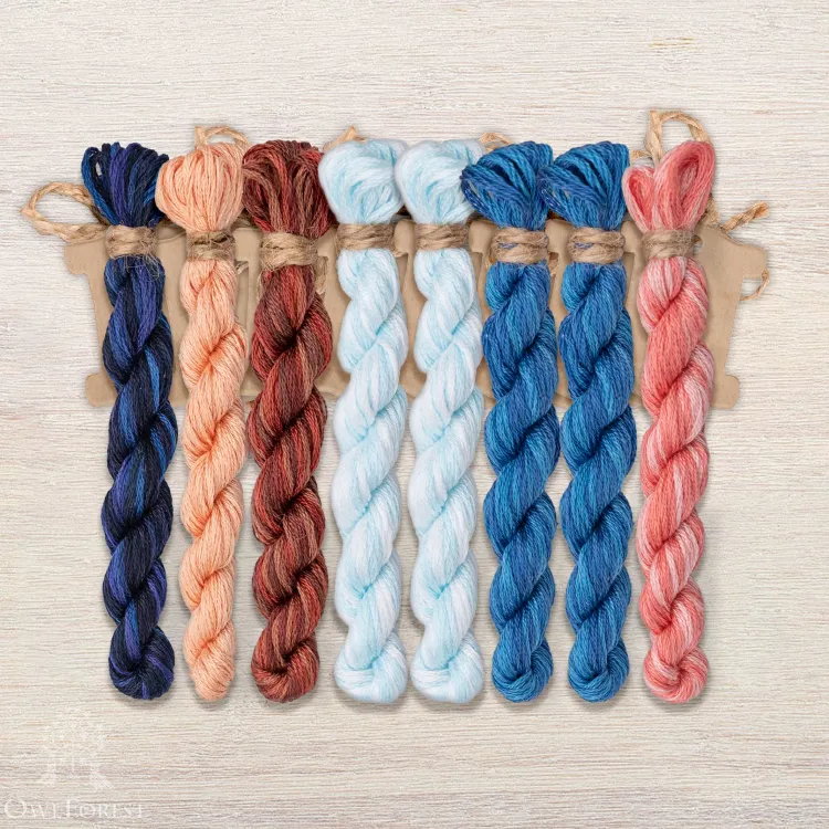 Set of OwlForest Hand-Dyed Threads for the “Boudoir Fairy” Chart (DMC)