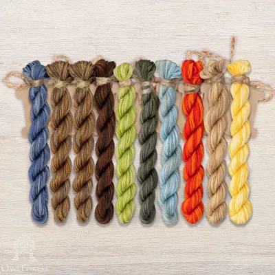 Set of OwlForest Hand-Dyed Threads for the “Forest Houses. Beavers” Chart (Thread Trade n.a. Kirov)